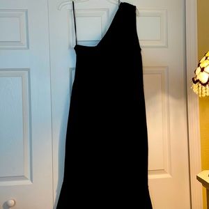 Black cocktail one shoulder dress